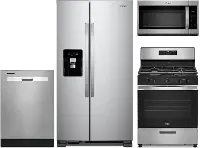 KIT Whirlpool Stainless Steel 4 Piece Kitchen Appliance Package with Gas Range