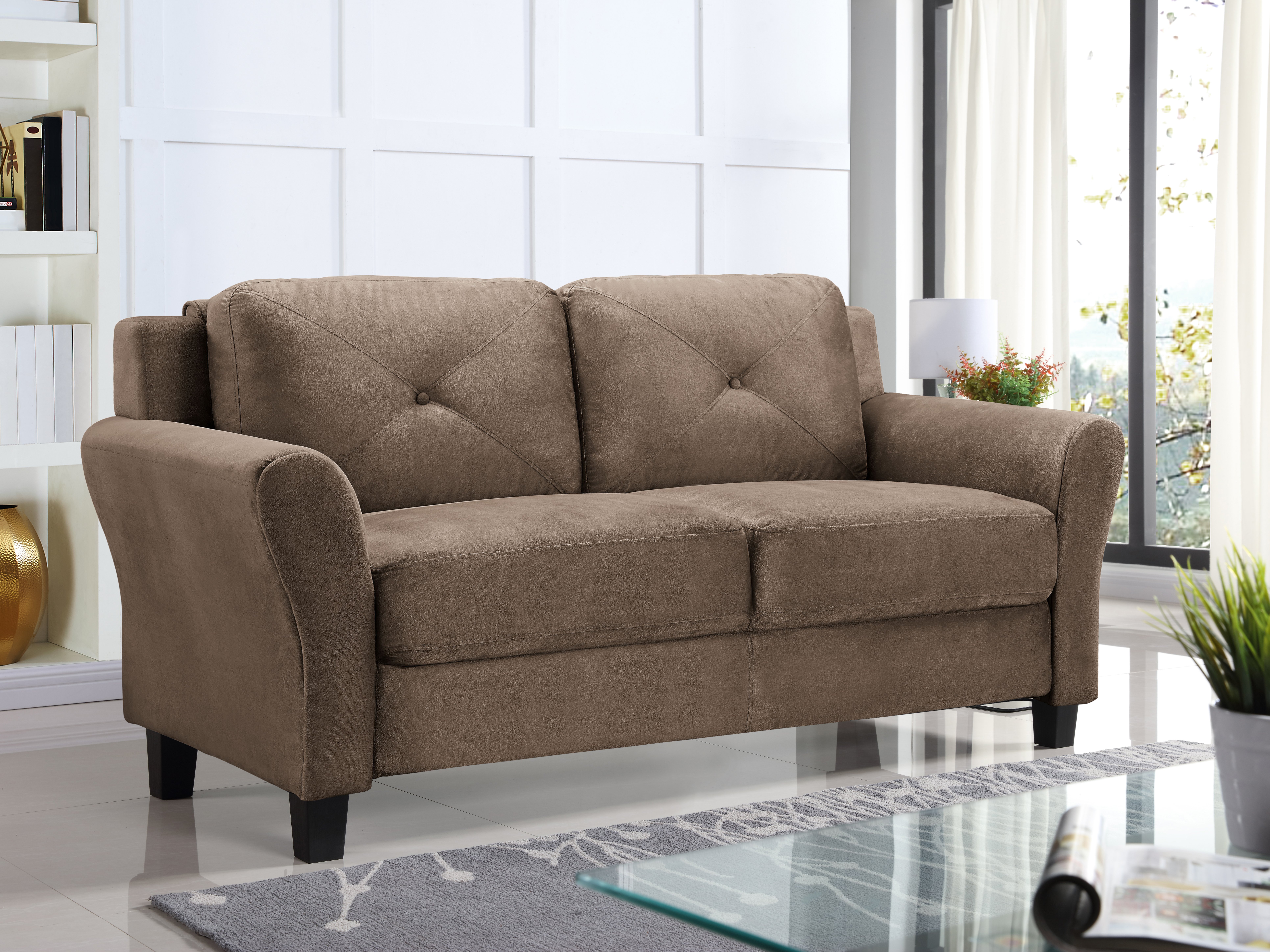 Harvard Contemporary Brown Loveseat-2