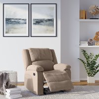 Beige Traditional Microfiber Recliner - Preston