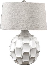 White Scalloped Ceramic Table Lamp