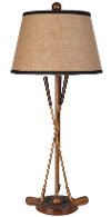 Bronze and Gold Poly Resin Golf Table Lamp