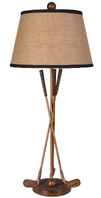 Bronze and Gold Poly Resin Golf Table Lamp