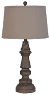 Dark Brown Wood Poly Resin Table Lamp
