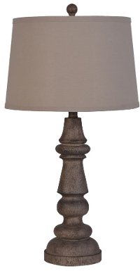 Dark Brown Wood Poly Resin Table Lamp
