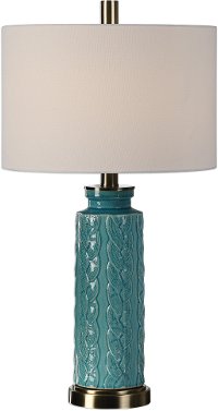 Blue Crackled Ceramic Table Lamp