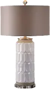 White Glaze Embossed Ceramic Table Lamp