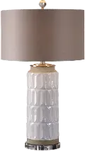 White Glaze Embossed Ceramic Table Lamp