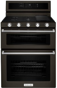 KFGD500EBS KitchenAid 30 Inch Double Oven Gas Range with Self-Cleaning Convection Oven - Black Stainless Steel