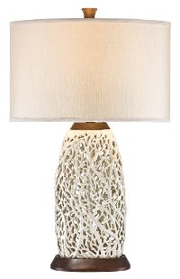 Pearl White Wooden Table Lamp