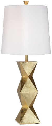 Gold Leaf with a Light Glaze Geometric Tower Table Lamp
