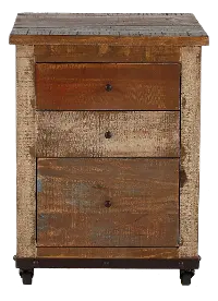 Antique Pine 3 Drawer Wood File Cabinet
