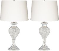 Polished Chrome Glitz and Glam Pair of Table Lamps