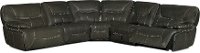 Ghost Gray 5 Piece Leather-Match Power Reclining Sectional - Max