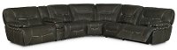 Steel Gray Leather-Match Power Reclining Sectional Sofa - Max 6 Piece-2