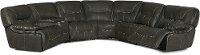 Ghost Gray Leather-Match Power Reclining Sectional Sofa - Max