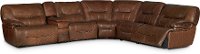 Brown Leather-Match Power Reclining Sectional Sofa - Max