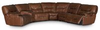 Bramble Brown 6 Piece Leather-Match Power Reclining Sectional - Max