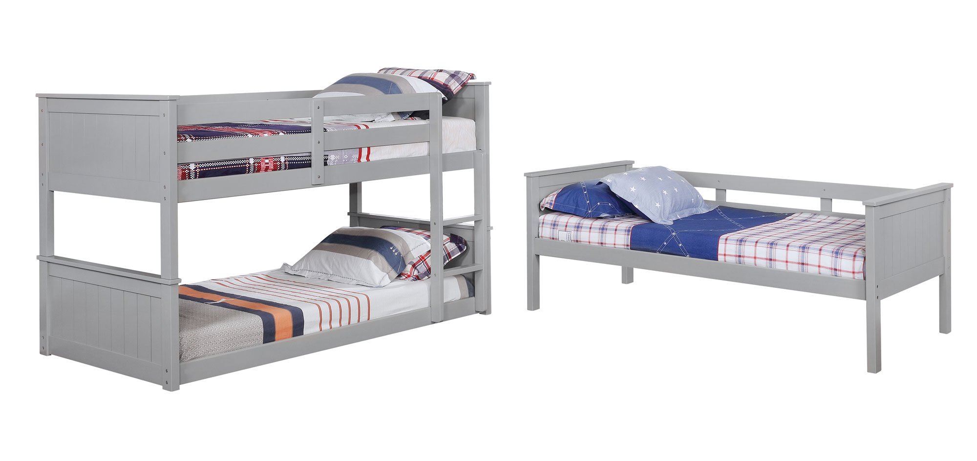 Davidson Gray Casual Classic Triple Twin Bunk Bed-2