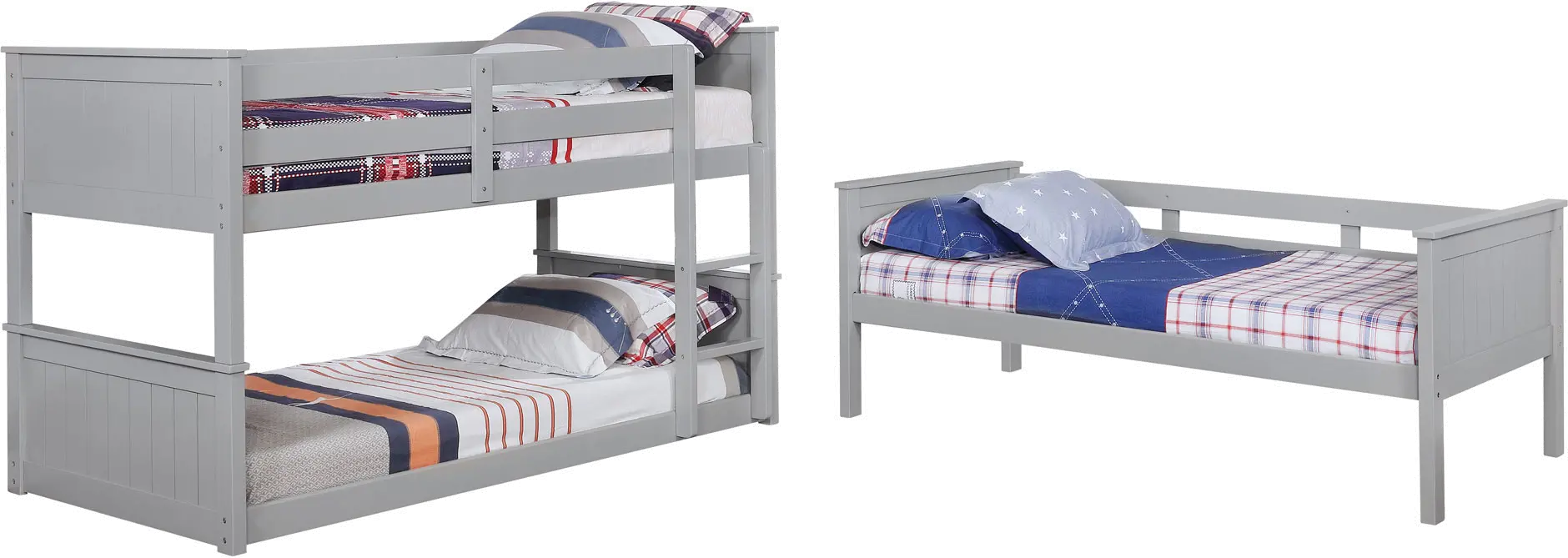 Davidson Gray Casual Classic Triple Twin Bunk Bed-2