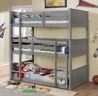 Gray Casual Classic Triple Twin Bunk Bed - Davidson