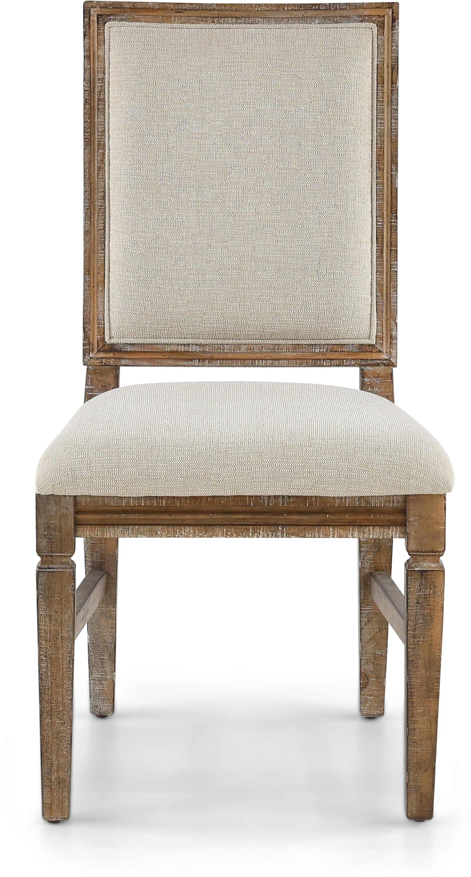 Interlude II Weathered Pine Square Back Upholstered Dining Chair-1