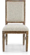 Interlude II Weathered Pine Square Back Upholstered Dining Chair