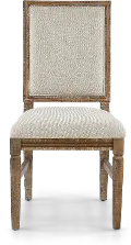 Interlude II Weathered Pine Square Back Upholstered Dining Chair