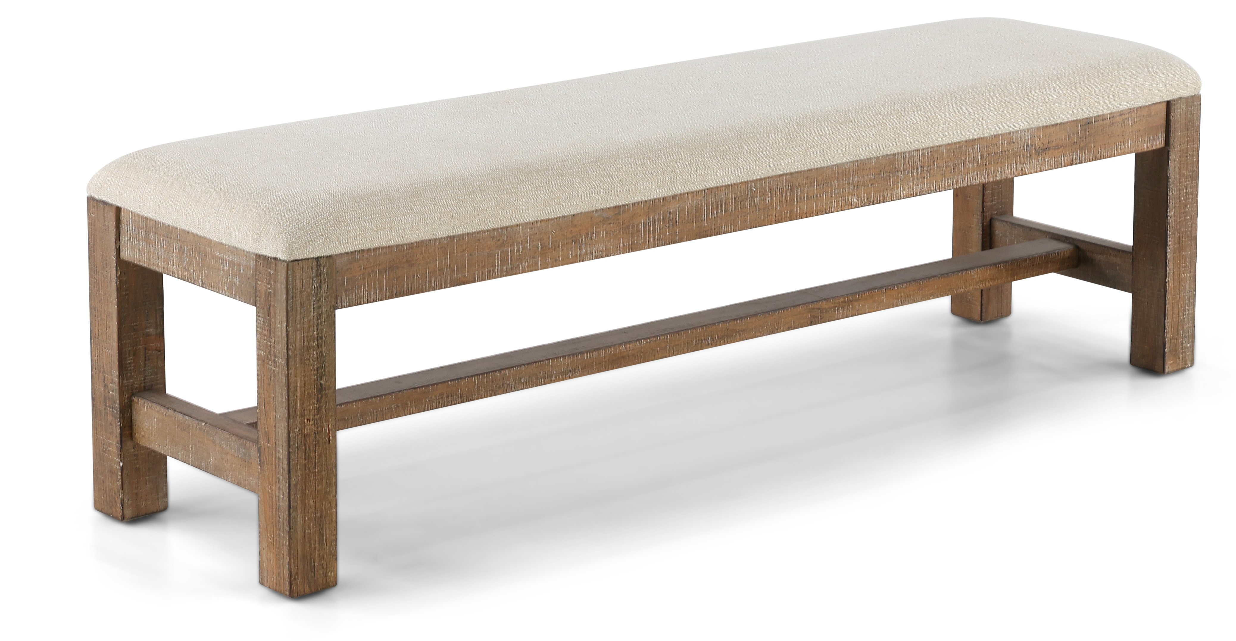 Interlude II Weathered Pine Upholstered Bench-2