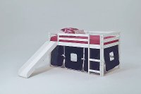 Twin White and Blue Tent Bed with Slide - Pine Ridge