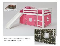Twin White and Camo Tent Bed with Slide - Pine Ridge