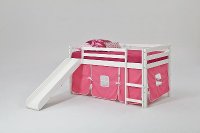 Twin White and Pink Tent Bed with Slide - Pine Ridge