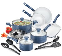 T-Fal 14 Piece Blue Ceramic Cookware Set