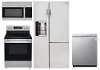 KIT LG 4 Piece Electric Kitchen Appliance Package with Side by Side Refrigerator - Stainless Steel