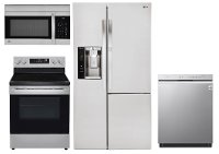 KIT LG 4 Piece Electric Kitchen Appliance Package with Side by Side Refrigerator - Stainless Steel