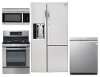 KIT LG 4 Piece Kitchen Appliance Package with Gas Range and Door-in-Door Refrigerator - Stainless Steel