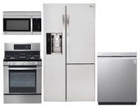KIT LG 4 Piece Kitchen Appliance Package with Gas Range and Door-in-Door Refrigerator - Stainless Steel