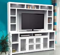 2 Piece White Entertainment Center - Brooklyn