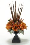 Clearance Peonies and Feather Arrangement in a Pedestal Urn