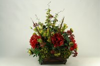 169049 Wine Peonies Arrangement in a Resin Rectangle Planter