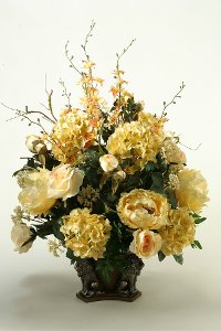 169050 Cream Roses, Hydrangeas and Peony Arrangement in a Lion Bowl