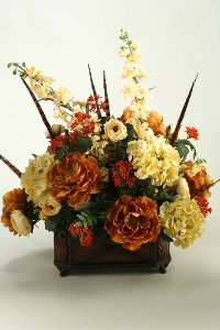 169052 Peonies, Hydrangeas and Ranuculus Arrangement in a Resin Planter