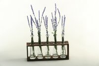 159034 Lavender Spray Arrangement In Glass Vases On Wood Stand