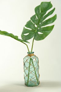 167025 Large Philo Leaf Arrangement in a Blue Glass Jar