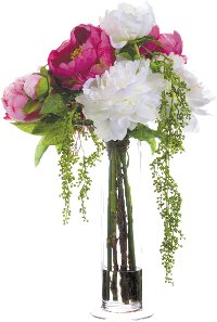 Multi-Color Peonies Arrangement In a Clear Vase