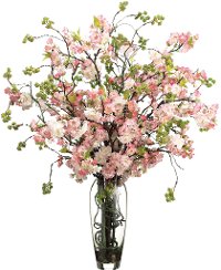 Cherry Blossoms Arrangement in Clear Vase