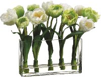Tulips in a Clear Glass Vase Arrangement