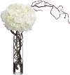 Hydrangeas and Curly Willow Arrangement In a Clear Vase