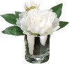 Faux White Peony Arrangement in a Glass Vase