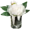 Faux White Peony Arrangement in a Glass Vase