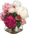 Multi-Colored Peonies Arrangement In a Glass Vase
